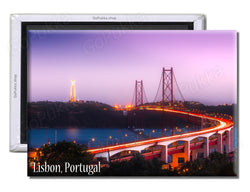 Lisbon Portugal Road Night - Souvenir Fridge Magnet