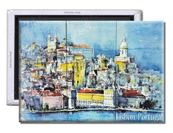 Lisbon Portugal Painting - Souvenir Fridge Magnet