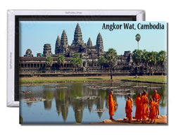 Angkor Wat Cambodia Monks - Souvenir Fridge Magnet