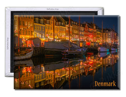 Denmark Boats Night - Souvenir Fridge Magnet