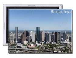 Houston Texas City Sky View Day - Souvenir Fridge Magnet