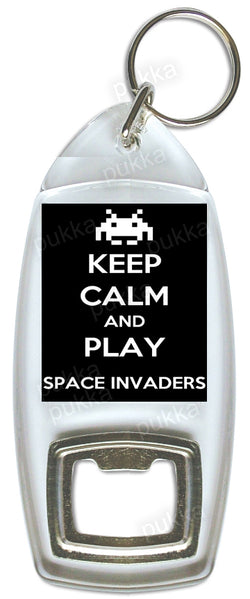 keep Calm And Play Space Invaders – Arcade Bottle Opener Keyring