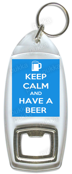Keep Calm And Have A Beer (Blue) – Bottle Opener Keyring