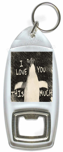 I Love You This Much / Cute Adorable Penguin B/W – Bottle Opener Keyring