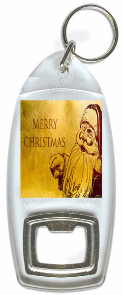 Merry Christmas Seasonal Gold – Bottle Opener Keyring
