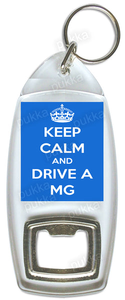 Keep Calm And Drive A MG (Blue) – Bottle Opener Keyring
