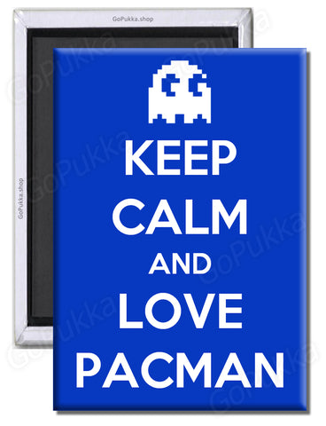 Keep Calm And Love Pacman (Blue) – Arcade Fridge Magnet