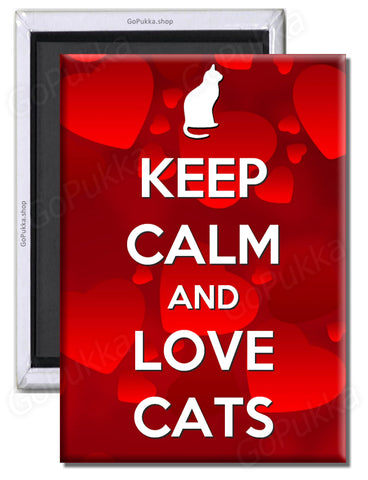 Keep Calm And Love Cats (Hearts) – Fridge Magnet