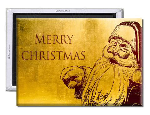 Merry Christmas Seasonal Gold – Fridge Magnet