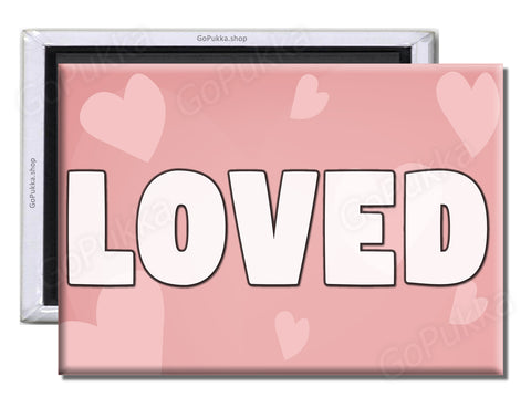 Loved / Pink Hearts – Valentines Fridge Magnet