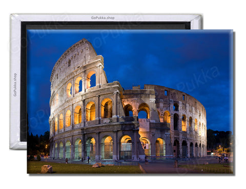 Colosseum In Italy / Night Photo of Historical Land Mark – Souvenir Fridge Magnet