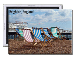 Brighton Beach Chairs UK England - Souvenir Fridge Magnet