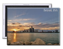 Detroit USA City View- Souvenir Fridge Magnet