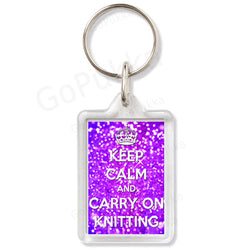 Keep Calm And Carry On Knitting (Glitter) – Keyring