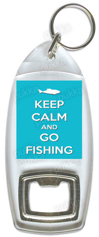 Keep Calm And Go Fishing  (L Blue) – Bottle Opener Keyring