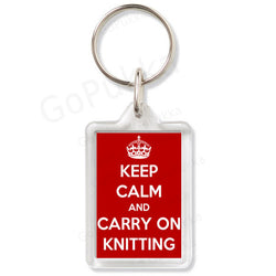 Keep Calm And Carry On Knitting (Red) – Keyring