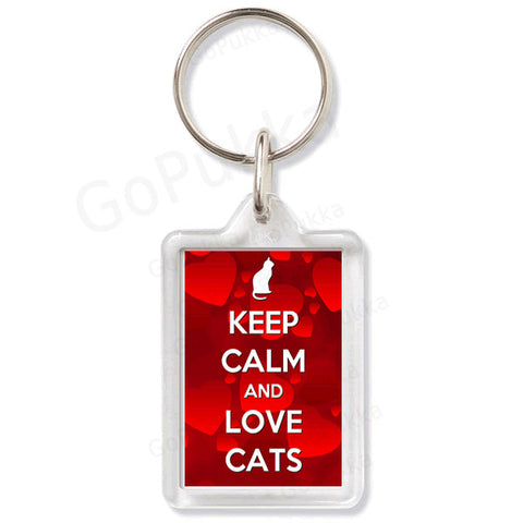 Keep Calm And Love Cats (Hearts) – Keyring