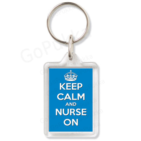 Keep Calm And Nurse On (Blue) – Keyring