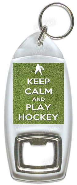 Keep Calm And Play Hockey – Bottle Opener Keyring