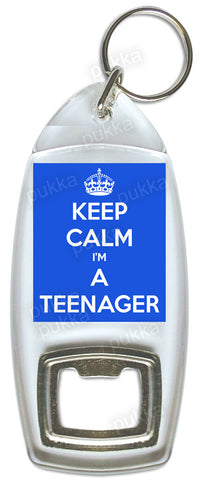 Keep Calm I'm A Teenager (Blue) – Bottle Opener Keyring