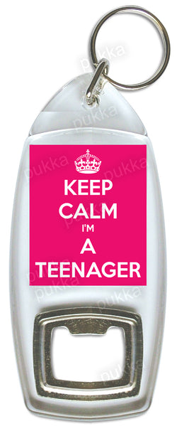 Keep Calm I'm A Teenager (Pink) – Bottle Opener Keyring