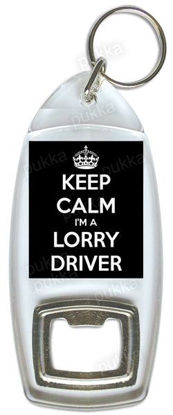 Keep Calm I'm A Lorry Driver (Black) – Bottle Opener Keyring