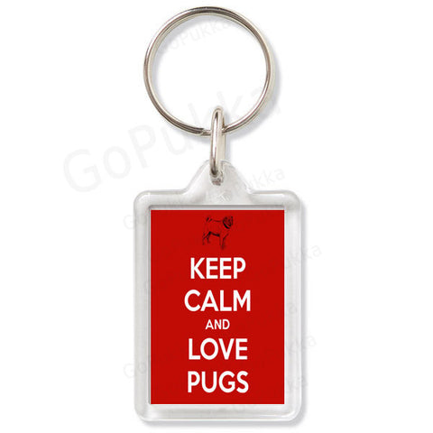 Keep Calm And Love Pugs (Red) – Keyring