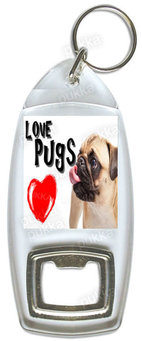 Love Pugs – Bottle Opener Keyring