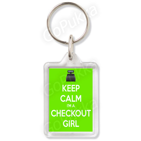 Keep Calm I'm A Checkout Girl (Green)– Keyring