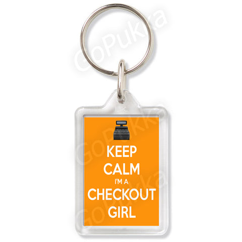 Keep Calm I'm A Checkout Girl (Orange) – Keyring