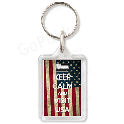 Keep Calm And Visit USA – Keyring