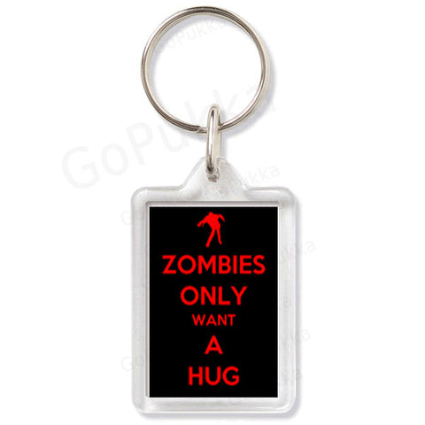 Zombies Only Want A Hug (Black) – Keyring